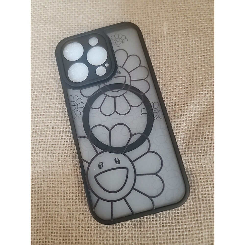 Phone Case iPhone 16 Pro Smiling Flowers Black